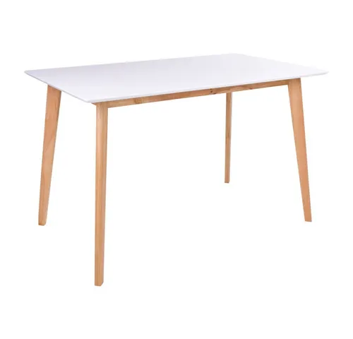 House Nordic Esstisch Vojens Weiß/Natur 120cm - Esszimmertisch aus Holz in modernem Design, ideal für kleine Räume und gemütliche Essensrunden.