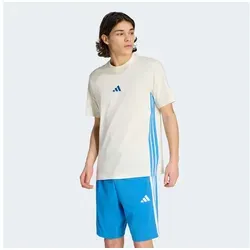 adidas Essential Three Stripes T-Shirt für Herren, Off White/ray Blue, XL - Bequemes T-Shirt mit regulärer Passform und rundem Halsausschnitt. Hergestellt aus 100 % Baumwolle für angenehmen Tragekomfort im Alltag.