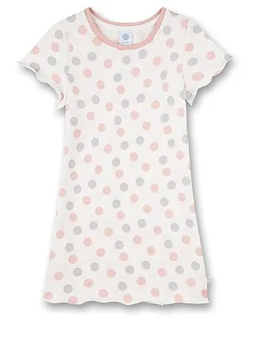 Sanetta Mädchen-Nachthemd Weiß Dots-Allover | Nachhaltiges und angenehmes Nachthemd aus Baumwolle für Mädchen. Nachtwäsche für Mädchen
