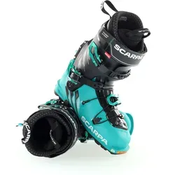 Scarpa Gea Damen Tourenschuhe - Blau - Größe 26 - Leichte und bequeme Tourenschuhe für Skitourengeher. Der thermoformbare Innenschuh sorgt für optimalen Komfort, während der Karboneinsatz für Kontrolle und Dynamik sorgt. Ideal für entspannte Skitouren.