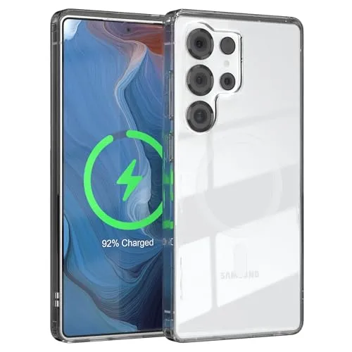 EAZY CASE Hülle für Samsung Galaxy S25 Ultra kompatibel mit Qi Charging Ultra Aufprallschutz Stoßfest und Kratzfest dünne Schutzhülle Kameraschutz Silikon Cover Clear Handy Case, Weiß - Qi Charging