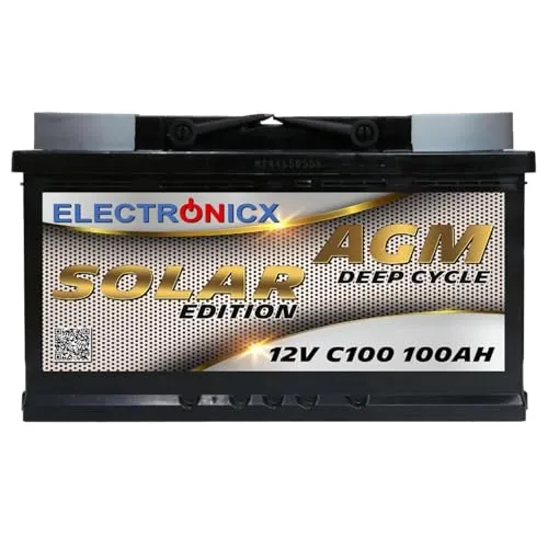 Electronicx 12V 100AH Solarbatterie AGM - Deep-Cycle-Batterie für zuverlässige Energieversorgung: Ideal für Solaranlagen, Wohnmobile und Gartenhäuser mit hoher Lebensdauer und Effizienz.
