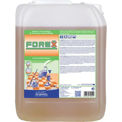 Dr. Schnell Forex 10 L Feinsteinzeugreiniger - Feinsteinzeugreiniger für keramische Fliesen, ideal für manuelle und maschinelle Reinigung, besonders effektiv bei rauen und mikroporösen Oberflächen.