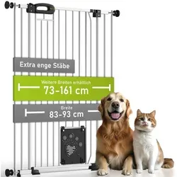 BOMI Tierschutzgitter Merle | Treppenschutzgitter ohne Bohren - Tür- & Treppengitter mit extra engen Stäben für maximale Sicherheit. Ideal als Welpenzaun und Katzenabsperrgitter, einfach ohne Bohren zu montieren.