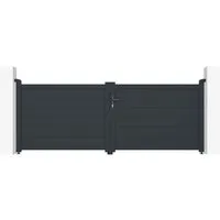Casanoov Flügeltor Eiger 300x115cm mit 2 Pfosten H.166cm - Hochwertiges Flügeltor aus Aluminium in Grau, inklusive 2 stabilen Pfosten. Ideal für den Außenbereich, bietet Langlebigkeit und ansprechendes Design für Ihren Garten.