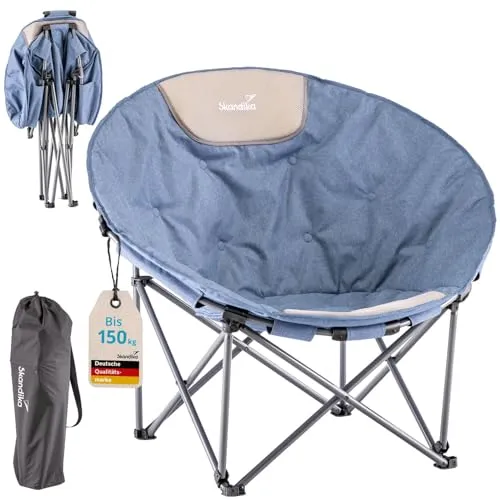 Skandika Campingstuhl Moonchair Kupari XL - Klappstuhl bis 150 kg, weich gepolstert und mit großer Sitzfläche, perfekt für Camping und Outdoor-Aktivitäten, leicht und kompakt für den einfachen Transport.