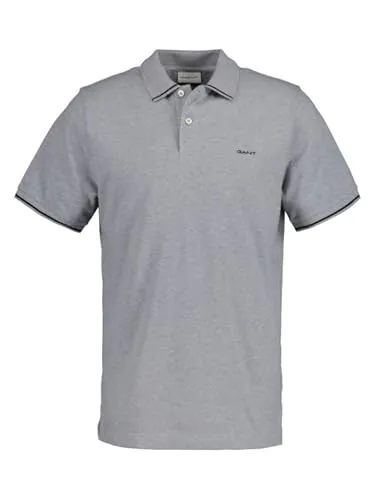 Gant Tipping SS Pique Rugger - Herren Poloshirt - Klassisches Poloshirt mit normaler Passform, Flachstrickkragen und stilvollen Randstreifen an Ärmelenden und Kragen für einen sportlichen Look.