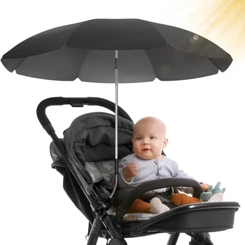 STYNGARD Sonnenschirm für Kinderwagen mit UV Schutz 50+ - Flexibler Sonnenschutz für Kinderwagen mit 70 cm Durchmesser und Überhang. Bietet zuverlässigen UV-Schutz und ist 360° verstellbar für optimalen Schatten unterwegs.