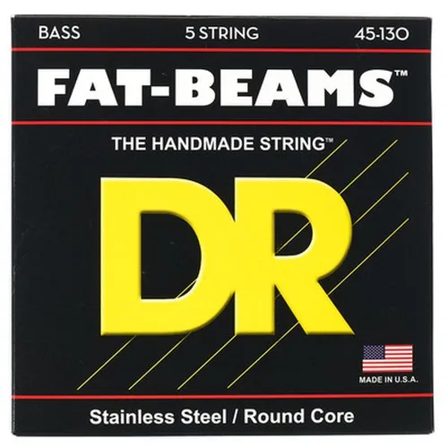 DR Strings Fat-Beam FB5-130 – E-Bass Saiten 5-Saiter Set - Edelstahl und Rundkern für optimale Klangqualität und perfekte Balance, ideal für Bassisten, die Wert auf Ausdruck und Spielkomfort legen.