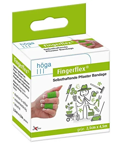 Höga-Pharm, Fingerflex grün 2.5 cm x 4.5 m, selbsthaftende Pflaster Bandage, 1er Pack (1 x 20 g)