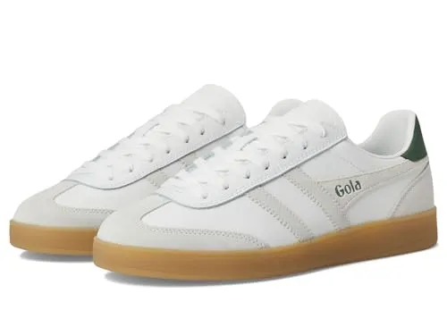 Gola Viper Leather Sneaker Damen - Weiß/Weiß/Evergreen/Gum (WW) 7 - Freizeitschuhe & Sneaker für Damen, zeitloses Vintage-Design mit hochwertigem Leder und hervorragendem Tragekomfort.