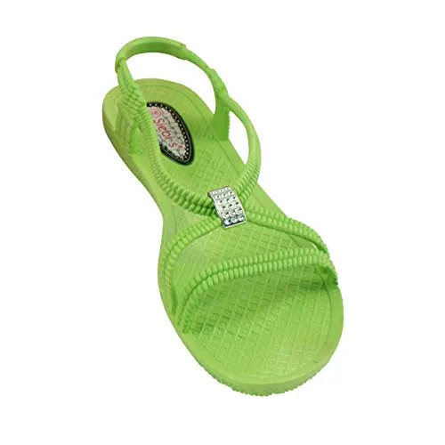 Sandalette SIEBI`S - Bequeme Badesandale in Grün, Gr. 37 - Wanderschuhe mit raffinierten Zier-Applikationen, elastischen Bändchen und flexibler Laufsohle für optimalen Komfort. Fällt kleiner aus, bitte eine Nummer größer bestellen.