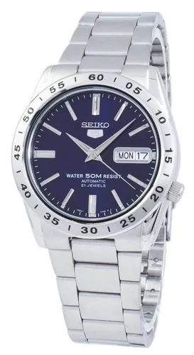 Seiko 5 Mens SNKD99K1 Edelstahl Uhr mit blauen Zifferblatt - Armbanduhr für Herren mit 21 Steinen, mechanischem Uhrwerk und 50 m Wasserdichtigkeit – ideal für den Alltag und sportliche Aktivitäten.