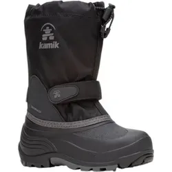 Kamik Waterbug 5G Kinder Schnee Stiefel - Schwarz/Grau - Größe 32 - Robuste Winterstiefel für Kinder, ideal für extreme Wetterbedingungen. Halten die Füße bis -40 °C warm und trocken, mit verstellbarem Kragen und rutschfester Sohle für sicheren Halt im Schnee.