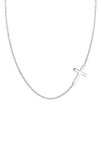 Elli Kette mit Anhänger Kreuz aus 925 Sterling Silber - Elegante Erbskette mit handgefertigtem Kreuzanhänger aus glänzendem 925 Sterling Silber, ideal für jeden Anlass. Gesamtlänge 45 cm.