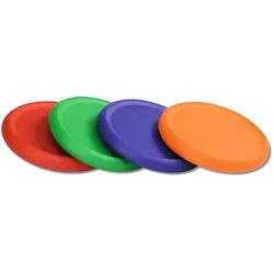 Soft-Frisbee Set - 4 Stück in verschiedenen Farben - 4er-Set Soft-Frisbees aus weichem, unzerbrechlichem Material. Ideal für sicheres Spielen im Freien, mit stabilen Flugeigenschaften und wasserabweisend. Leicht und handlich, Durchmesser ca. 22 cm.