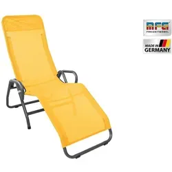 MFG-Gartenliege "Pool 3" - Gelb, anthrazit Gestell - Perfekte Gartenliege für entspannte Stunden im Freien. Mit stabilem Stahlrohrgestell und wetterfestem Bezug. Ideal für Garten, Terrasse oder Pool. Maße: 147,5x71x112,5 cm, belastbar bis 120 kg.