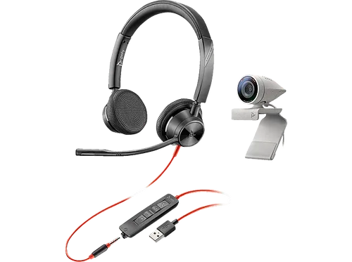 Poly Studio P5 Kit (2200-87130-025) - Webcam mit Poly Blackwire 3325 Headset, 1080p Videoqualität und integriertes Richtmikrofon für klare Kommunikation