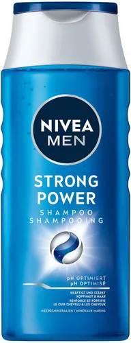NIVEA MEN Strong Power Shampoo 250 ml - Haarpflege Shampoo für Männer, kräftigt plattes Haar mit Meeresmineralien und ist 99% biologisch abbaubar - sanfte Reinigung für gesunde Kopfhaut.