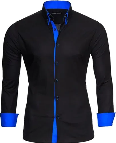 Reslad Herren Hemd RS-7050 - Bügelfrei und Figurbetont - Herrenhemden in Slim Fit, ideal für Büro und Freizeit. Das bügelfreie Design und der modische Doppelkragen sorgen für maximalen Tragekomfort und einen stylischen Look.