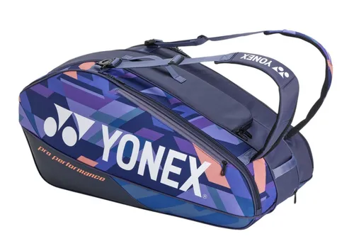 Yonex Pro Racquet Bag 9 Pcs - Schlägertasche in Blau-Orange - Tennisschläger Tasche für bis zu 9 Schläger, robustes 100% Polyester, ideal für Spieler, die viel Ausrüstung transportieren möchten.