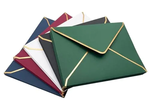 Stücke Umschläge, 5x7 Einladungumschläge mit V-Klappe Edle Briefumschläge Umschläge Goldfolienrand Luxuriöse Kuvert für Hochzeiten, Einladungen, Party, Grußkarten Bunt 50
