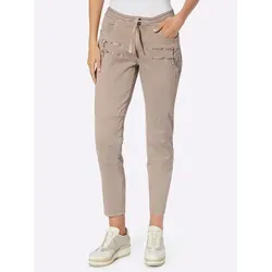 Bequeme Jeans HEINE, Damen, Gr. 36, Normalgrößen, beige (sesam), 72% Baumwolle, 26% Lyocell, 2% Elasthan, unifarben, 7/8-Länge, Jeans