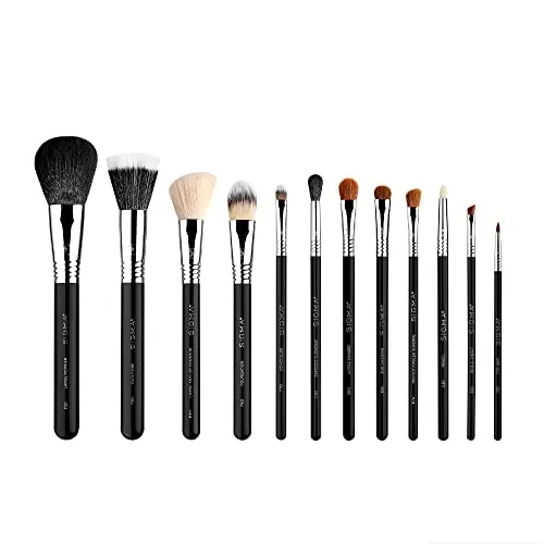 Sigma Beauty Essentielles Make-up Pinsel Set – Professionelles Make-up Pinsel Set mit Premium-Fasern und eleganten, langlebigen Griffen für Gesicht & Augen, 12 schwarze Make-up Pinsel