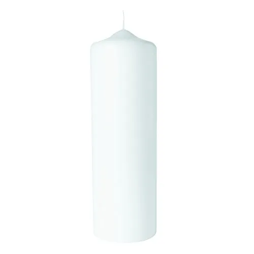 Rayher 3140700 Stumpenkerze, weiß, rund, 100% Paraffin, Höhe 8 x 8 x 25 cm, Rundkerze, Taufkerze, Kerzenrohling zum Verzieren und Basteln