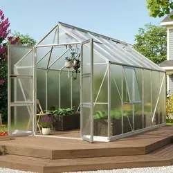 Vitavia Gewächshaus "Olymp 9900" mit 100 Euro Zubehör - Garten-Zubehör: 9,9 m² Aluminium-Gewächshaus, inklusive wertvollem Zubehör wie Hygrometer und Min-Max-Thermometer für optimale Pflanzenpflege.