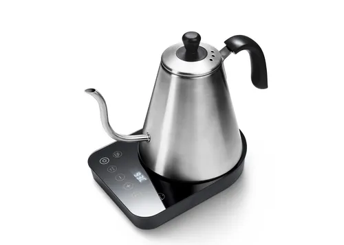 TCHIBO elektrischer Schwanenhalskessel Wasserkocher Silber/Schwarz - Präziser Wasserkocher für Kaffee und Tee, mit temperaturgenauer Einstellung von 60° bis 100°, LED-Display, Warmhaltefunktion bis 60 Min und Sicherheitsfeatures.