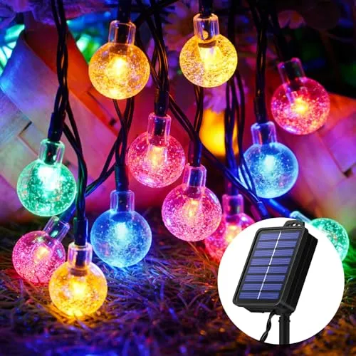 Realky Lichterkette Außen Solar, 30 LED 8,1M 26,6Ft 8 Modi IP65 Bunt Outdoor Solarlichterkette Wetterfest Lampions für Balkon Terassen Garten Bäume Weihnachten Partys Dekorationen