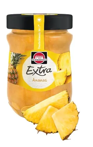 Schwartau Extra Ananas, Konfitüre, 340g - Brotaufstriche mit vollmundigem Ananas-Geschmack, ohne Zusatzstoffe und mit feinen Fruchtstückchen – ideal für einen fruchtigen Start in den Tag!