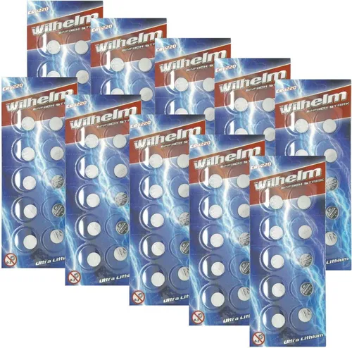 CR1220 WILHELM Blister Lithium Knopfzelle 3V 40mAh ø12x2,0mm Batterie DL1220 200 x