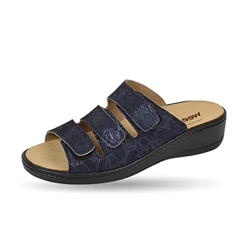 Weeger Orthopädische Pantolette blau metallic Gr. 41 - Pantoletten für Damen mit auswechselbarem Fußbett, ideal für optimalen Tragekomfort und Unterstützung den ganzen Tag.