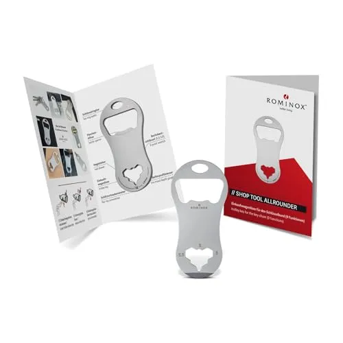Geschenkartikel: ROMINOX Shop Tool // Allrounder – 8 Funktionen, Einkaufswagenlöser mit Zusatzfunktionen, Edelstahl Keytools, Multifunktionswerkzeug, Kleinigkeit für Adventskalender
