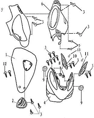 Otto Versand Rex RS400 Dekorplatte Frontverkleidung 50ccm 4Takt 700396 Motorroller.de Frontcover Dekorblende vorn Dekorgitter Front-Cover Abdeckkappe