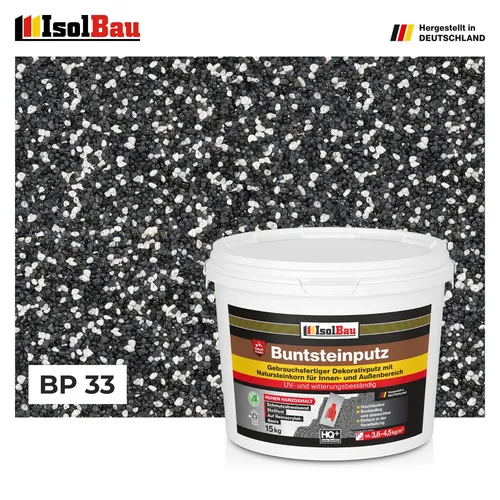 Buntsteinputz Mosaikputz BP33 (weiss, anthrazit, schwarz) 15kg Profi Qualität
