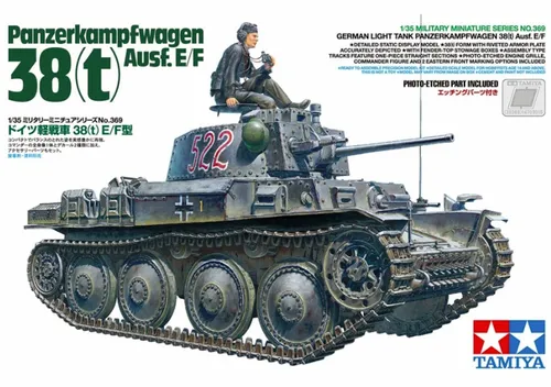 Tamiya 35369 Panzerkampfwagen 38t Ausf.E/F - Plastik Modellbausatz im Maßstab 1:35, ideal für Modellbaufans und Militärliebhaber, fördert Kreativität und Geschicklichkeit.