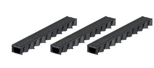 ACO Severin Ahlmann Entwässerungsrinne Hexaline 2.0, 3x1m mit rutschhemmendem Stegrost - Praktische Entwässerungsrinne mit 3 Teilen, ideal für den Einsatz im Außenbereich. Der rutschhemmende Stegrost sorgt für zusätzliche Sicherheit. Maße: 100 cm x 12.9 cm x 7.9 cm, aus robustem Kunststoff.