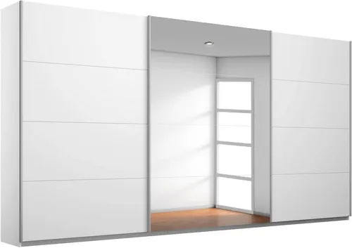 rauch CORTONA Schwebetürenschrank - Schwebetürenschrank in elegantem Weiß, Made in Germany, mit 11 variabel einsetzbaren Einlegeböden und 2 Stoffboxen für optimale Ordnung und Stauraum.