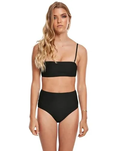 Urban Classics Damen TB3617-Ladies High Waist Bandeau Bikini-Set, Black, XS