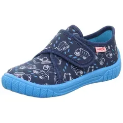 superfit Hausschuhe "Bill" in Blau, Größe 34 - Hausschuhe für Kinder, rutschhemmende Laufsohle und abgerundete Schuhspitze für sicheren Halt. Ideal für drinnen und bequem mit Klettverschluss.