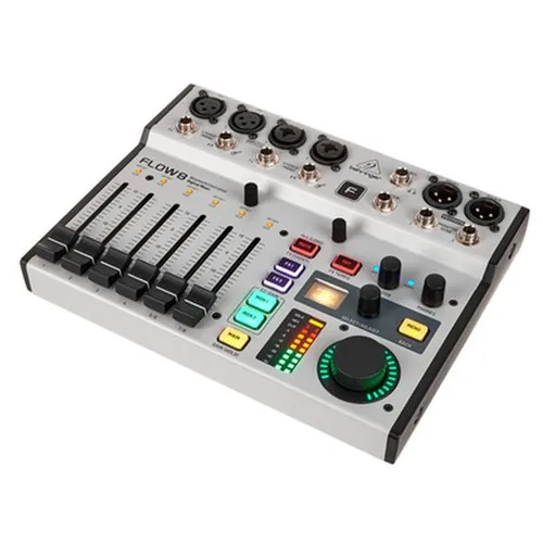 Behringer FLOW 8 - 8-Input Digital Mixer mit Bluetooth und App Steuerung, ultra-rauscharm mit EZ-GAIN-Funktion und 60mm Fadern