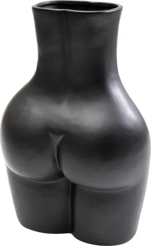 Kare Design Tischvase Donna schwarz - Elegante Tischvase aus Dolomit und Keramik, 27 cm breit und 40 cm hoch, perfekt für stilvolle Blumendekorationen in jedem Raum.