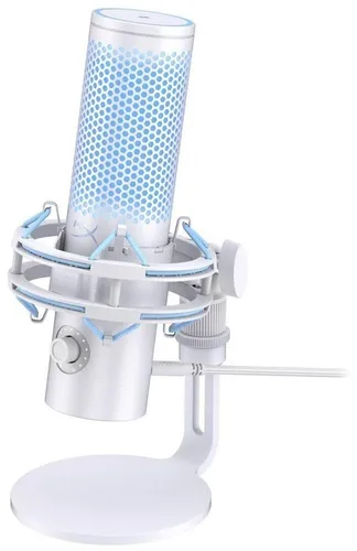 HyperX QuadCast 2 Frost - USB-Mikrofon für Gaming & Streaming - Mikrofone mit Hi-Res-Aufnahmen in Studioqualität, perfekt für Podcasting und Streaming. Vier Richtcharakteristiken und integrierte LED-Beleuchtung bieten optimale Anpassung und visuelle Akzente.