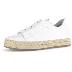 Gabor Damen Low-Top Sneaker - Best Fitting Freizeitschuhe in Weiß mit Jute-Optik - Damen-Sneaker mit optimaler Passform, aus hochwertigem Lackleder, ideal für Freizeit und Alltag, bequem und stilvoll.