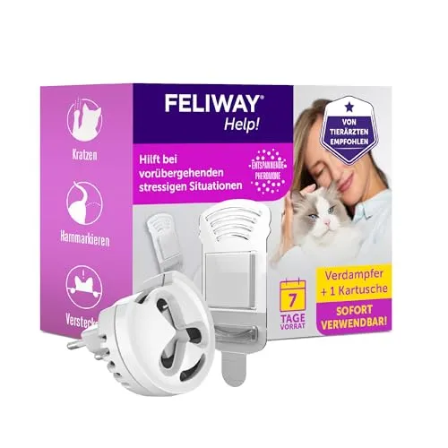 Feliway Help Start Set für Katzen - Arzneimittel zur Förderung der Entspannung bei Katzen, reduziert unerwünschte Verhaltensweisen und wirkt präventiv bei Konflikten. Ideal für stressige Situationen, hält bis zu 7 Tage.
