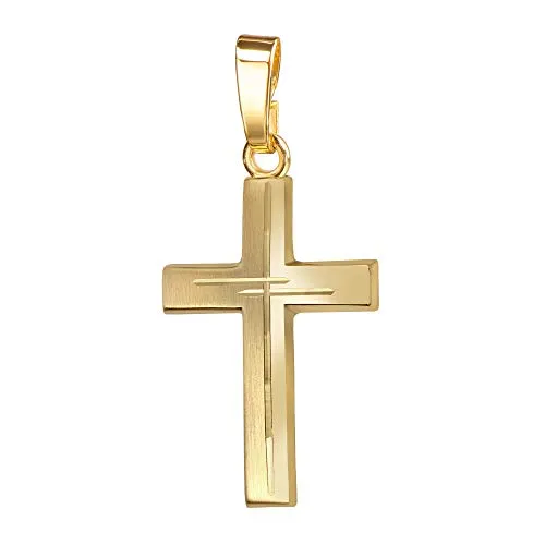 JEVELION Kreuz Anhänger mit Diamantschliff aus 585 Gold - Eleganter Kreuz-Anhänger aus 585 Gold (14 Karat) mit hochwertigem Diamantschliff, ideal als Geschenk zu besonderen Anlässen wie Taufe oder Kommunion. Inklusive stilvollem Schmuck-Etui.