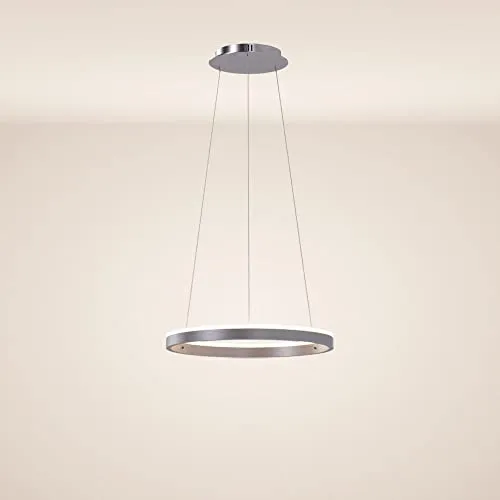 s.luce Pendelleuchte LED Ring - Warmweiß Aluminium - Moderne Pendelleuchte aus Aluminium, rund mit 1350 lm Lichtstrom und 25000 Std. Leuchtdauer. Ideal für stilvolle Akzente in deinem Zuhause.